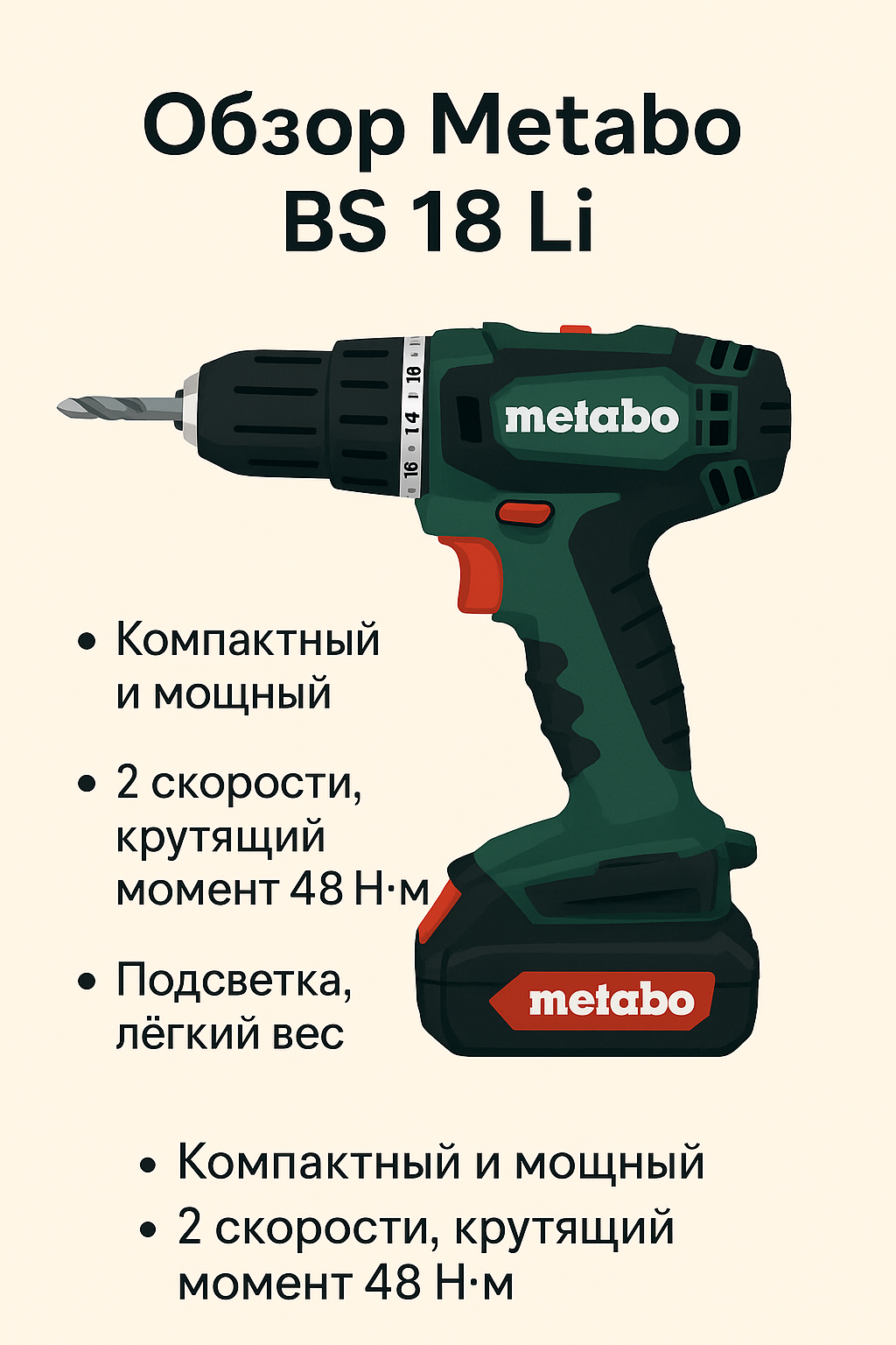 Обзор Metabo BS 18 Li